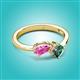 2 - Lysha 1.71 ctw Pink Sapphire Pear Shape (7x5 mm) & Lab Created Alexandrite Cushion Shape (5.00 mm) Toi Et Moi Engagement Ring 