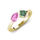 3 - Lysha 1.71 ctw Pink Sapphire Pear Shape (7x5 mm) & Lab Created Alexandrite Cushion Shape (5.00 mm) Toi Et Moi Engagement Ring 