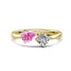 1 - Lysha 1.47 ctw Pink Sapphire Pear Shape (7x5 mm) & Moissanite Cushion Shape (5.00 mm) Toi Et Moi Engagement Ring 