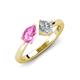 3 - Lysha 1.47 ctw Pink Sapphire Pear Shape (7x5 mm) & Moissanite Cushion Shape (5.00 mm) Toi Et Moi Engagement Ring 