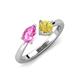 3 - Lysha 1.71 ctw Pink Sapphire Pear Shape (7x5 mm) & Lab Created Yellow Sapphire Cushion Shape (5.00 mm) Toi Et Moi Engagement Ring 