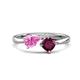 1 - Lysha 1.52 ctw Pink Sapphire Pear Shape (7x5 mm) & Rhodolite Garnet Cushion Shape (5.00 mm) Toi Et Moi Engagement Ring 