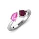 3 - Lysha 1.52 ctw Pink Sapphire Pear Shape (7x5 mm) & Rhodolite Garnet Cushion Shape (5.00 mm) Toi Et Moi Engagement Ring 