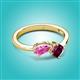 2 - Lysha 1.52 ctw Pink Sapphire Pear Shape (7x5 mm) & Rhodolite Garnet Cushion Shape (5.00 mm) Toi Et Moi Engagement Ring 
