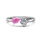 1 - Lysha 1.40 ctw Pink Sapphire Pear Shape (7x5 mm) & Lab Grown Diamond Cushion Shape (5.00 mm) Toi Et Moi Engagement Ring 