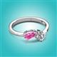 2 - Lysha 1.40 ctw Pink Sapphire Pear Shape (7x5 mm) & Lab Grown Diamond Cushion Shape (5.00 mm) Toi Et Moi Engagement Ring 