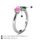 4 - Lysha 1.45 ctw Pink Sapphire Pear Shape (7x5 mm) & Lab Created Emerald Cushion Shape (5.00 mm) Toi Et Moi Engagement Ring 