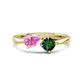 1 - Lysha 1.45 ctw Pink Sapphire Pear Shape (7x5 mm) & Lab Created Emerald Cushion Shape (5.00 mm) Toi Et Moi Engagement Ring 