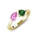 3 - Lysha 1.45 ctw Pink Sapphire Pear Shape (7x5 mm) & Lab Created Emerald Cushion Shape (5.00 mm) Toi Et Moi Engagement Ring 