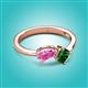 2 - Lysha 1.45 ctw Pink Sapphire Pear Shape (7x5 mm) & Lab Created Emerald Cushion Shape (5.00 mm) Toi Et Moi Engagement Ring 