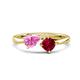1 - Lysha 1.71 ctw Pink Sapphire Pear Shape (7x5 mm) & Lab Created Ruby Cushion Shape (5.00 mm) Toi Et Moi Engagement Ring 