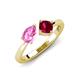 3 - Lysha 1.71 ctw Pink Sapphire Pear Shape (7x5 mm) & Lab Created Ruby Cushion Shape (5.00 mm) Toi Et Moi Engagement Ring 