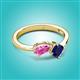 2 - Lysha 1.71 ctw Pink Sapphire Pear Shape (7x5 mm) & Lab Created Blue Sapphire Cushion Shape (5.00 mm) Toi Et Moi Engagement Ring 