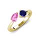 3 - Lysha 1.71 ctw Pink Sapphire Pear Shape (7x5 mm) & Lab Created Blue Sapphire Cushion Shape (5.00 mm) Toi Et Moi Engagement Ring 