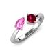 3 - Lysha 1.71 ctw Pink Sapphire Pear Shape (7x5 mm) & Lab Created Ruby Cushion Shape (5.00 mm) Toi Et Moi Engagement Ring 