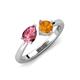3 - Lysha 1.20 ctw Pink Tourmaline Pear Shape (7x5 mm) & Citrine Cushion Shape (5.00 mm) Toi Et Moi Engagement Ring 