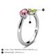 4 - Lysha 1.35 ctw Pink Tourmaline Pear Shape (7x5 mm) & Peridot Cushion Shape (5.00 mm) Toi Et Moi Engagement Ring 