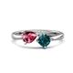1 - Lysha 1.45 ctw Pink Tourmaline Pear Shape (7x5 mm) & London Blue Topaz Cushion Shape (5.00 mm) Toi Et Moi Engagement Ring 