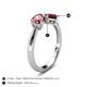 4 - Lysha 1.45 ctw Pink Tourmaline Pear Shape (7x5 mm) & Red Garnet Cushion Shape (5.00 mm) Toi Et Moi Engagement Ring 