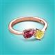 2 - Lysha 1.51 ctw Pink Tourmaline Pear Shape (7x5 mm) & Lab Created Yellow Sapphire Cushion Shape (5.00 mm) Toi Et Moi Engagement Ring 