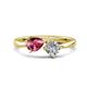 1 - Lysha 1.20 ctw Pink Tourmaline Pear Shape (7x5 mm) & Lab Grown Diamond Cushion Shape (5.00 mm) Toi Et Moi Engagement Ring 
