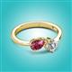 2 - Lysha 1.20 ctw Pink Tourmaline Pear Shape (7x5 mm) & Lab Grown Diamond Cushion Shape (5.00 mm) Toi Et Moi Engagement Ring 