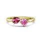 1 - Lysha 1.51 ctw Pink Tourmaline Pear Shape (7x5 mm) & Lab Created Pink Sapphire Cushion Shape (5.00 mm) Toi Et Moi Engagement Ring 