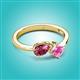 2 - Lysha 1.51 ctw Pink Tourmaline Pear Shape (7x5 mm) & Lab Created Pink Sapphire Cushion Shape (5.00 mm) Toi Et Moi Engagement Ring 