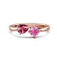 1 - Lysha 1.51 ctw Pink Tourmaline Pear Shape (7x5 mm) & Lab Created Pink Sapphire Cushion Shape (5.00 mm) Toi Et Moi Engagement Ring 