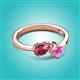 2 - Lysha 1.51 ctw Pink Tourmaline Pear Shape (7x5 mm) & Lab Created Pink Sapphire Cushion Shape (5.00 mm) Toi Et Moi Engagement Ring 