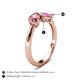 4 - Lysha 1.51 ctw Pink Tourmaline Pear Shape (7x5 mm) & Lab Created Pink Sapphire Cushion Shape (5.00 mm) Toi Et Moi Engagement Ring 