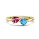 1 - Lysha 1.45 ctw Pink Tourmaline Pear Shape (7x5 mm) & Blue Topaz Cushion Shape (5.00 mm) Toi Et Moi Engagement Ring 