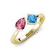 3 - Lysha 1.45 ctw Pink Tourmaline Pear Shape (7x5 mm) & Blue Topaz Cushion Shape (5.00 mm) Toi Et Moi Engagement Ring 