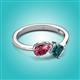 2 - Lysha 1.45 ctw Pink Tourmaline Pear Shape (7x5 mm) & London Blue Topaz Cushion Shape (5.00 mm) Toi Et Moi Engagement Ring 