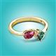 2 - Lysha 1.51 ctw Pink Tourmaline Pear Shape (7x5 mm) & Lab Created Alexandrite Cushion Shape (5.00 mm) Toi Et Moi Engagement Ring 