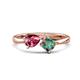 1 - Lysha 1.51 ctw Pink Tourmaline Pear Shape (7x5 mm) & Lab Created Alexandrite Cushion Shape (5.00 mm) Toi Et Moi Engagement Ring 