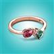 2 - Lysha 1.51 ctw Pink Tourmaline Pear Shape (7x5 mm) & Lab Created Alexandrite Cushion Shape (5.00 mm) Toi Et Moi Engagement Ring 