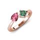 3 - Lysha 1.51 ctw Pink Tourmaline Pear Shape (7x5 mm) & Lab Created Alexandrite Cushion Shape (5.00 mm) Toi Et Moi Engagement Ring 