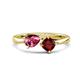 1 - Lysha 1.45 ctw Pink Tourmaline Pear Shape (7x5 mm) & Red Garnet Cushion Shape (5.00 mm) Toi Et Moi Engagement Ring 