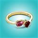 2 - Lysha 1.45 ctw Pink Tourmaline Pear Shape (7x5 mm) & Red Garnet Cushion Shape (5.00 mm) Toi Et Moi Engagement Ring 