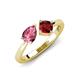 3 - Lysha 1.45 ctw Pink Tourmaline Pear Shape (7x5 mm) & Red Garnet Cushion Shape (5.00 mm) Toi Et Moi Engagement Ring 