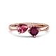1 - Lysha 1.32 ctw Pink Tourmaline Pear Shape (7x5 mm) & Rhodolite Garnet Cushion Shape (5.00 mm) Toi Et Moi Engagement Ring 