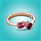 2 - Lysha 1.32 ctw Pink Tourmaline Pear Shape (7x5 mm) & Rhodolite Garnet Cushion Shape (5.00 mm) Toi Et Moi Engagement Ring 