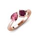 3 - Lysha 1.32 ctw Pink Tourmaline Pear Shape (7x5 mm) & Rhodolite Garnet Cushion Shape (5.00 mm) Toi Et Moi Engagement Ring 