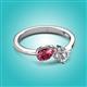 2 - Lysha 1.20 ctw Pink Tourmaline Pear Shape (7x5 mm) & Lab Grown Diamond Cushion Shape (5.00 mm) Toi Et Moi Engagement Ring 