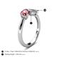 4 - Lysha 1.20 ctw Pink Tourmaline Pear Shape (7x5 mm) & Lab Grown Diamond Cushion Shape (5.00 mm) Toi Et Moi Engagement Ring 