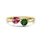 1 - Lysha 1.25 ctw Pink Tourmaline Pear Shape (7x5 mm) & Lab Created Emerald Cushion Shape (5.00 mm) Toi Et Moi Engagement Ring 