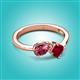 2 - Lysha 1.51 ctw Pink Tourmaline Pear Shape (7x5 mm) & Lab Created Ruby Cushion Shape (5.00 mm) Toi Et Moi Engagement Ring 