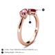 4 - Lysha 1.51 ctw Pink Tourmaline Pear Shape (7x5 mm) & Lab Created Ruby Cushion Shape (5.00 mm) Toi Et Moi Engagement Ring 