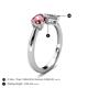 4 - Lysha 1.20 ctw Pink Tourmaline Pear Shape (7x5 mm) & Natural Diamond Cushion Shape (5.00 mm) Toi Et Moi Engagement Ring 